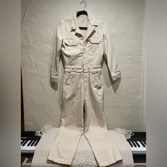 MOTHER Cream Denim Jumpsuit One Piece NWOT - Picture 1 of 12